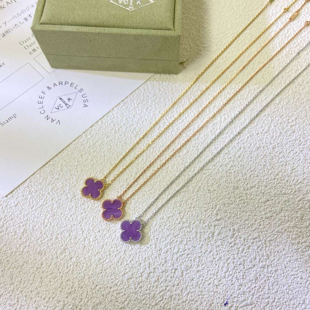 [RAFFINE]CLOVER 15MM  PURPLE VIOLET NECKLACE