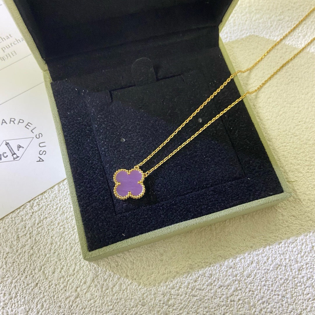 [RAFFINE]CLOVER 15MM  PURPLE VIOLET NECKLACE