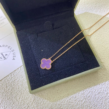 [RAFFINE]CLOVER 15MM  PURPLE VIOLET NECKLACE