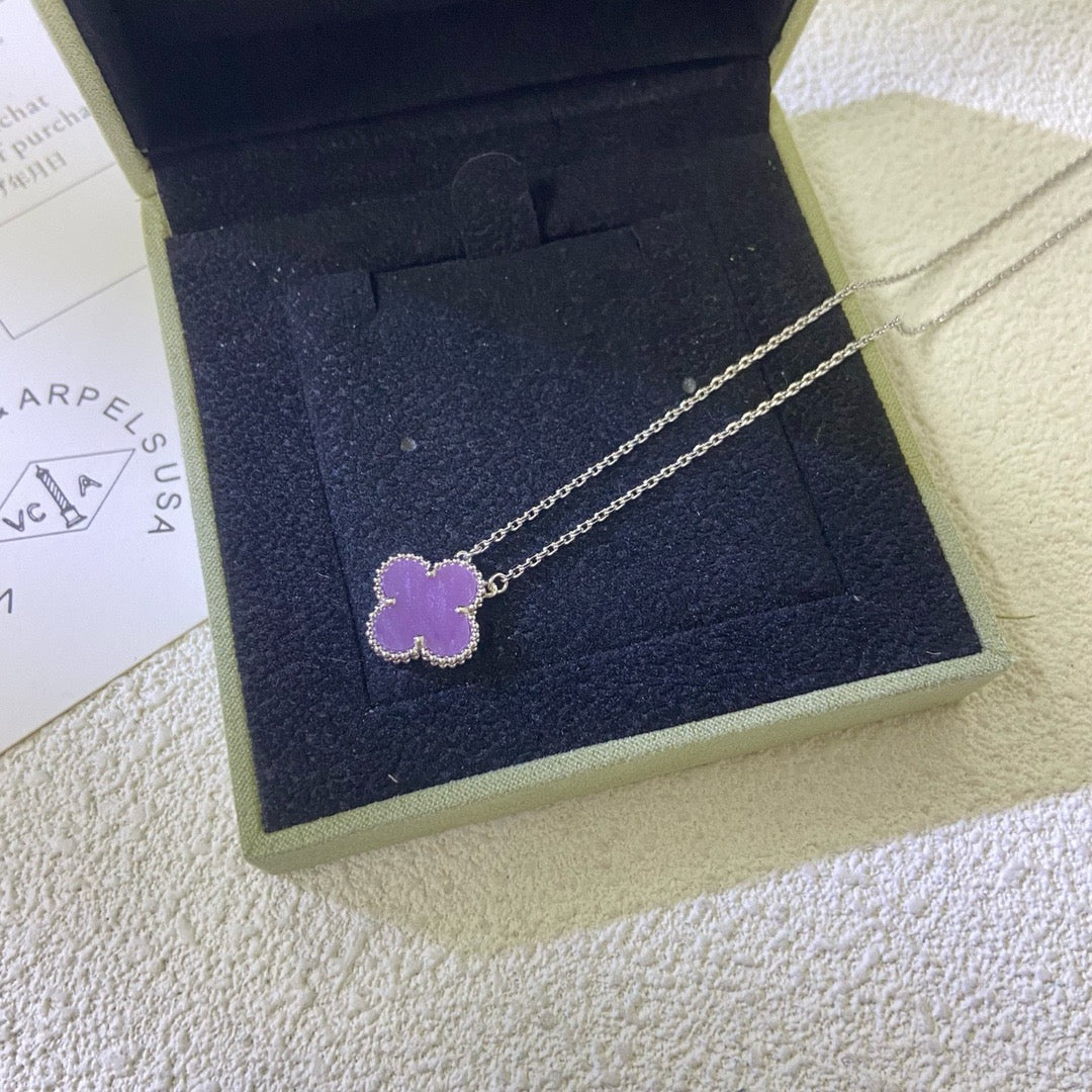 [RAFFINE]CLOVER 15MM  PURPLE VIOLET NECKLACE