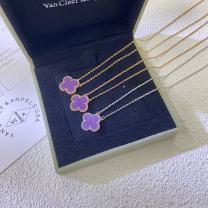 [RAFFINE]CLOVER 15MM  PURPLE VIOLET NECKLACE