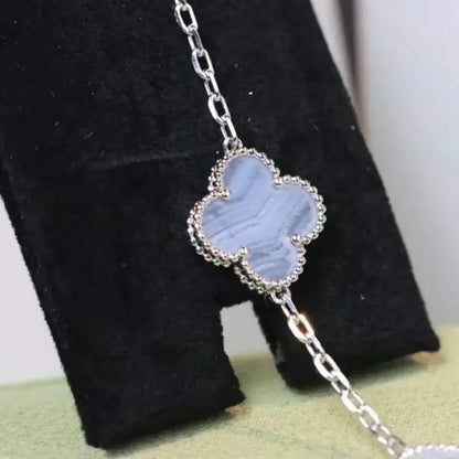 [Raffine]CLOVER 5 MOTIV LILA CHALCEDON ARMBAND SILBER 
