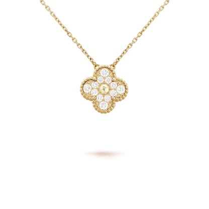 [RAFFINE]CLOVER 15MM DIAMOND SINGLE FLOWER NECKLACE