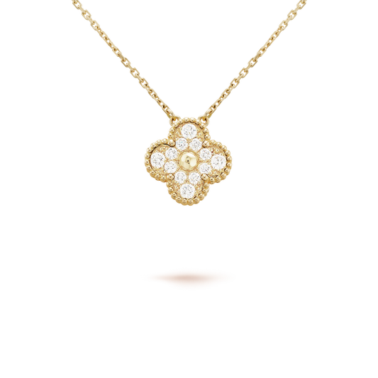 [RAFFINE]CLOVER 15MM DIAMOND SINGLE FLOWER NECKLACE