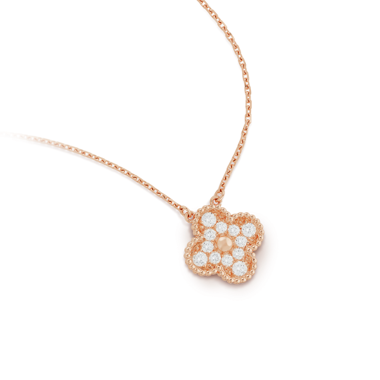 [RAFFINE]CLOVER 15MM DIAMOND SINGLE FLOWER NECKLACE