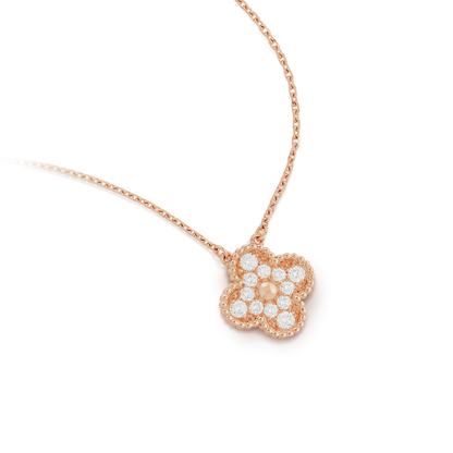 [RAFFINE]CLOVER 15MM DIAMOND SINGLE FLOWER NECKLACE