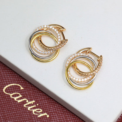 [Raffine]TRINITY HALF DIAMOND  EARRINGS