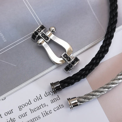 [RAFFINE]FORCE LARGE HORSESHOE BLACK DIAMOND BRACELET SILVER