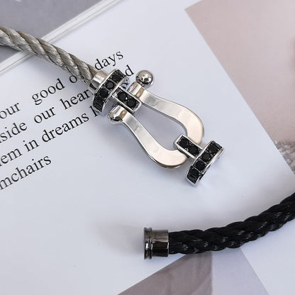 [RAFFINE]FORCE LARGE HORSESHOE BLACK DIAMOND BRACELET SILVER