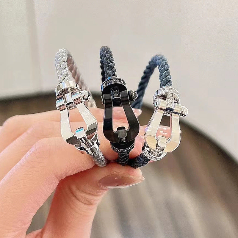 [RAFFINE]FORCE LARGE HORSESHOE FULL DIAMOND BRACELET SILVER