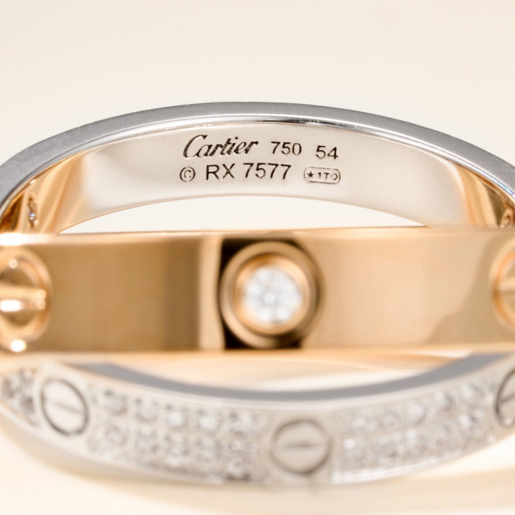 [Raffine]LOVE PINK GOLD SILVER DIAMOND DOUBLE RING
