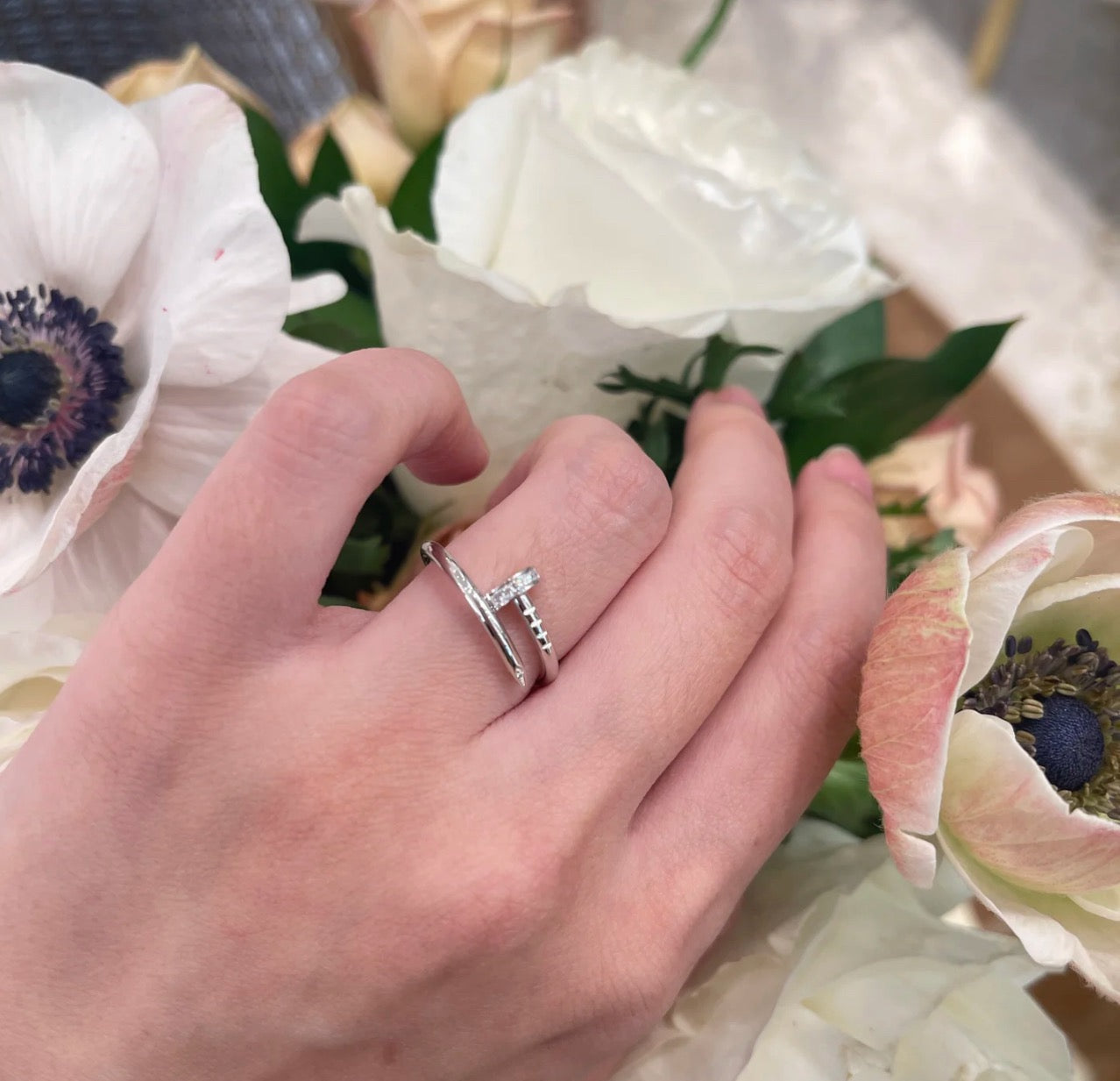 [Raffine]JUSTE 1.8MM HALF DIAMOND RING