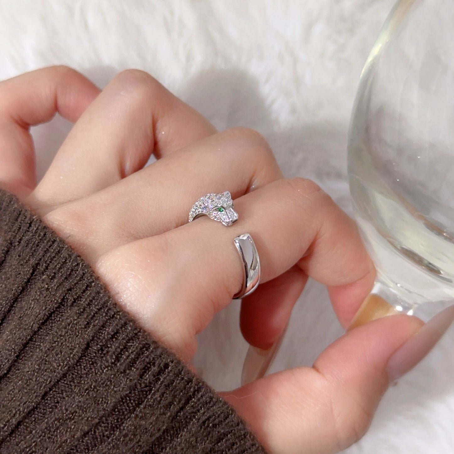 [Raffine]PANTHERE HALF DIAMOND SMALL RING