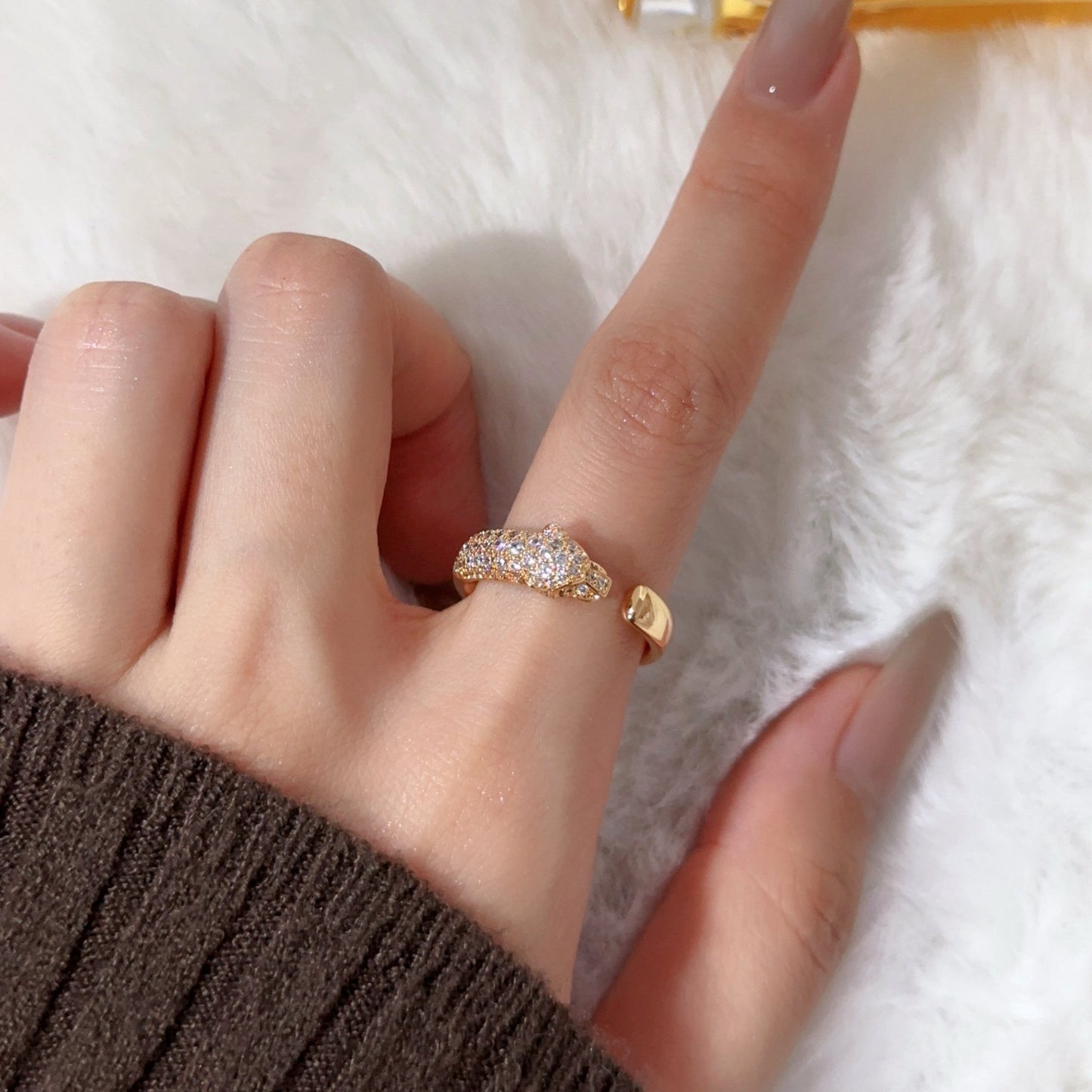 [Raffine]PANTHERE HALF DIAMOND SMALL RING