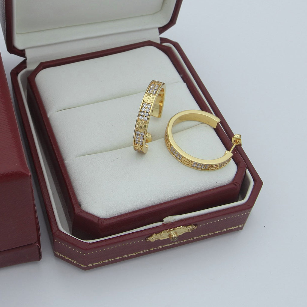 [Raffine]LOVE EARRINGS 3.6MM DIAMOND PAVED