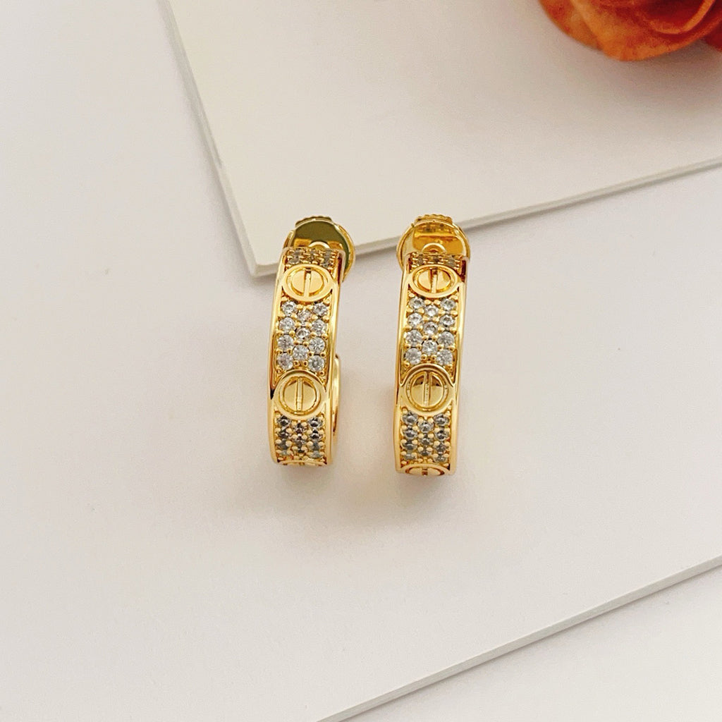 [Raffine]LOVE 5.5MM DIAMOND PAVED EARRINGS