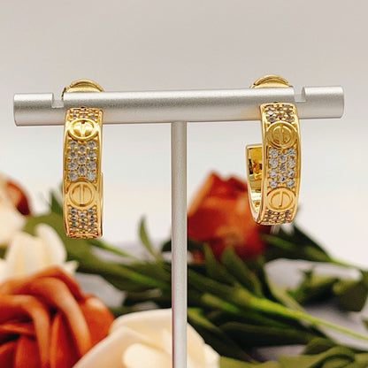 [Raffine]LOVE 5.5MM DIAMOND PAVED EARRINGS