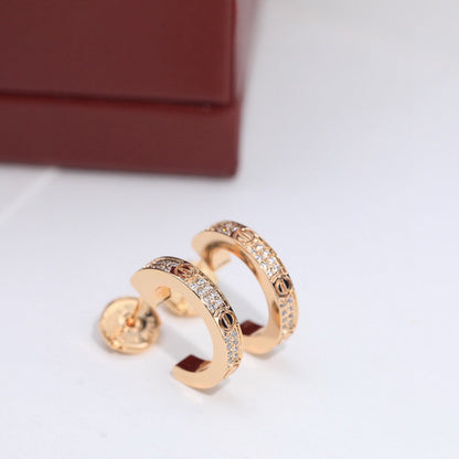 [Raffine]LOVE 5.5MM DIAMOND PAVED EARRINGS