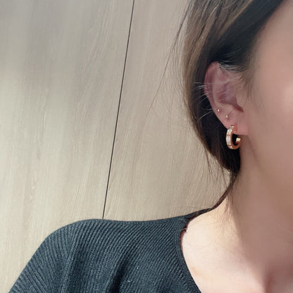 [Raffine]LOVE 5.5MM DIAMOND PAVED EARRINGS