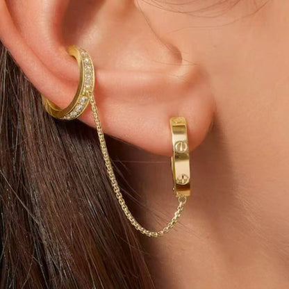 [Raffine]LOVE 3.0MM HALF DIAMOND EARRINGS