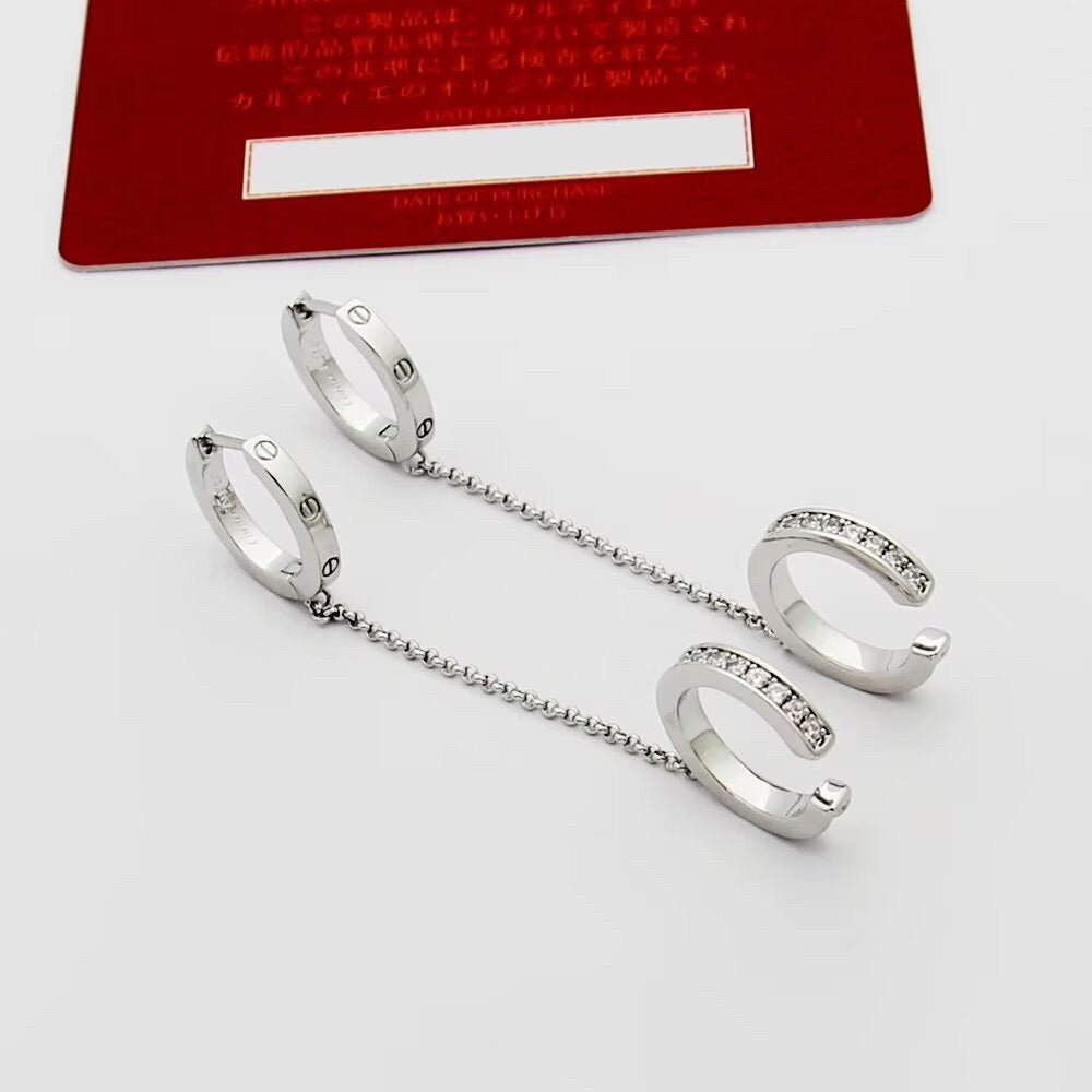 [Raffine]LOVE 3.0MM HALF DIAMOND EARRINGS