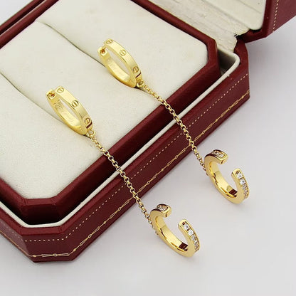 [Raffine]LOVE 3.0MM HALF DIAMOND EARRINGS