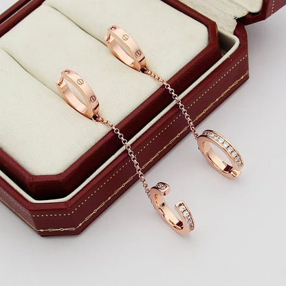 [Raffine]LOVE 3.0MM HALF DIAMOND EARRINGS