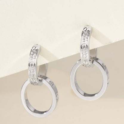 [Raffine]LOVE 3.3MM DANGLE HALF DIAMOND EARRINGS