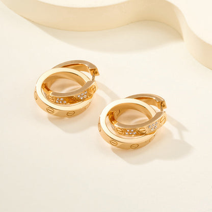 [Raffine]LOVE 3.3MM DANGLE HALF DIAMOND EARRINGS