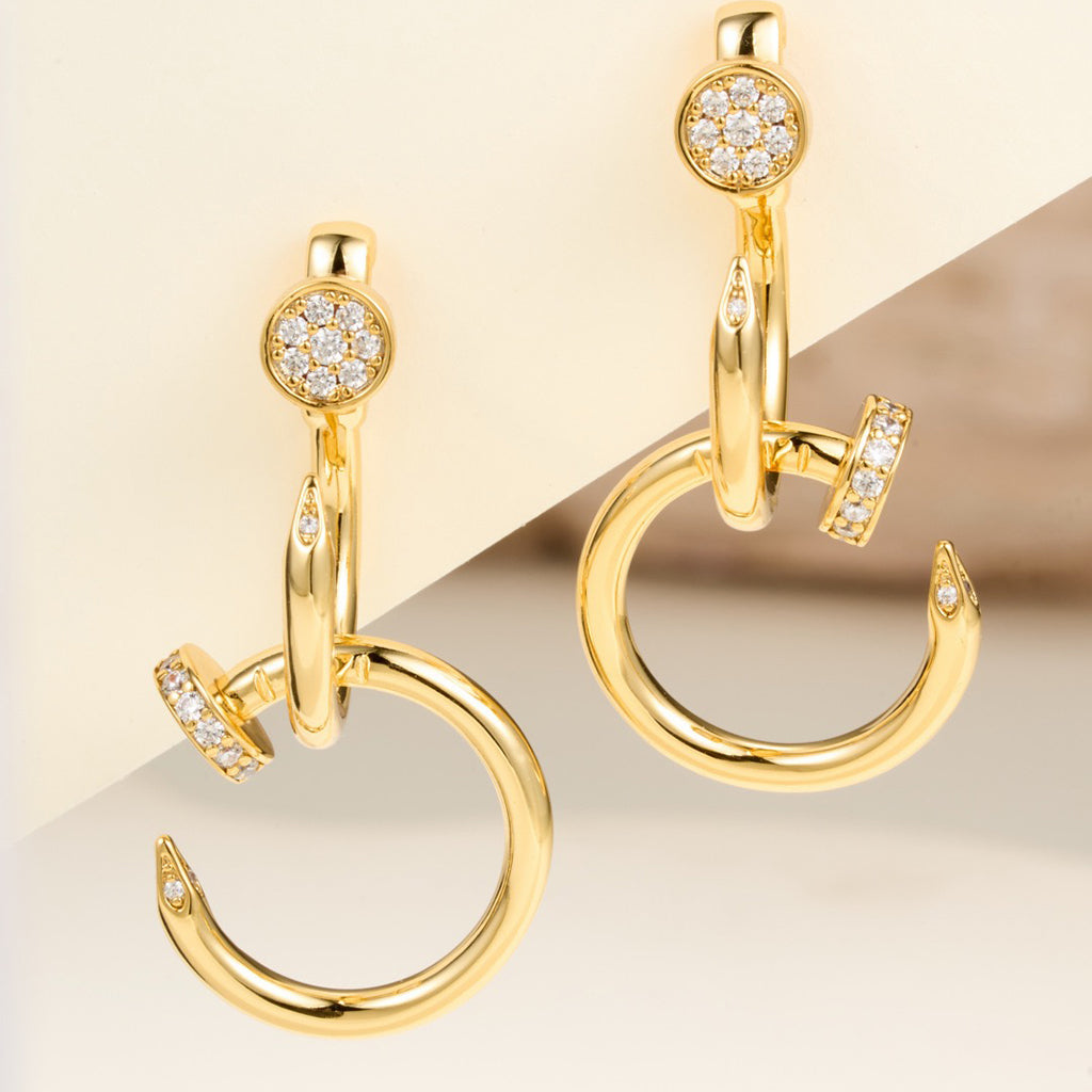 [Raffine]JUSTE HALF DIAMOND DOUBLE EARRINGS
