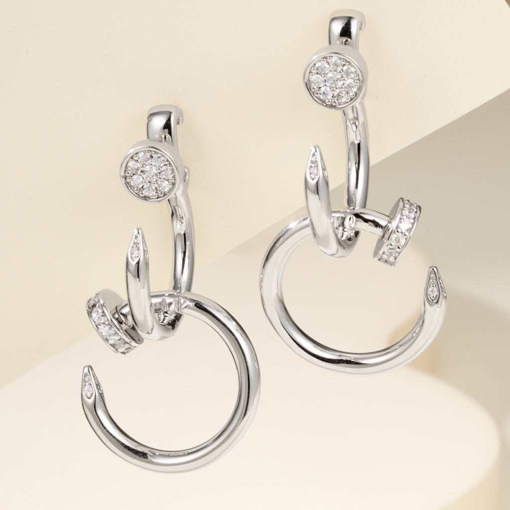 [Raffine]JUSTE HALF DIAMOND DOUBLE EARRINGS
