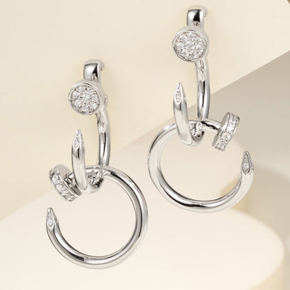 [Raffine]JUSTE HALF DIAMOND DOUBLE EARRINGS