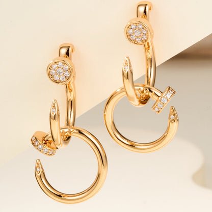[Raffine]JUSTE HALF DIAMOND DOUBLE EARRINGS