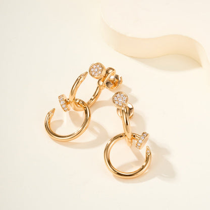[Raffine]JUSTE HALF DIAMOND DOUBLE EARRINGS