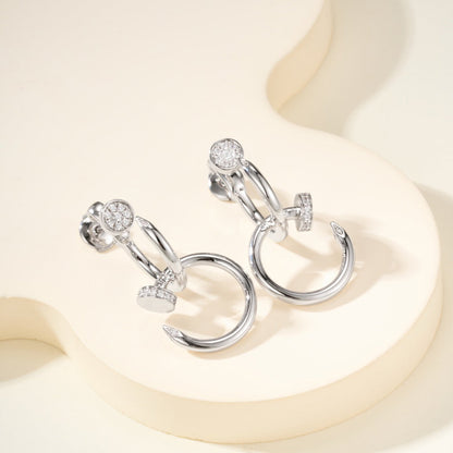 [Raffine]JUSTE HALF DIAMOND DOUBLE EARRINGS