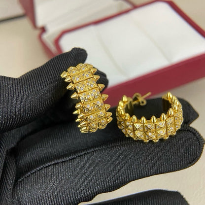 [Raffine]CLASH 9.2MM FULL DIAMOND DOUBLE ROW EARRINGS