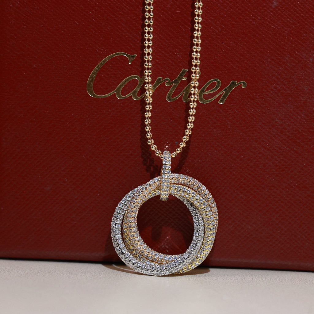 [Raffine]TRINITY LARGE FULL DIAMOND  NECKLACE