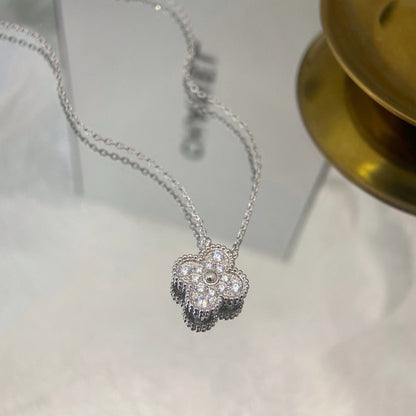 [RAFFINE]CLOVER 15MM DIAMOND SINGLE FLOWER NECKLACE