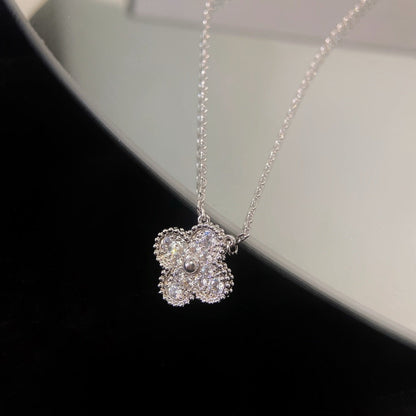 [RAFFINE]CLOVER 15MM DIAMOND SINGLE FLOWER NECKLACE