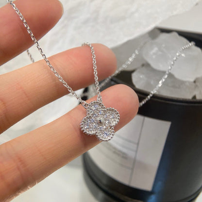 [RAFFINE]CLOVER 15MM DIAMOND SINGLE FLOWER NECKLACE