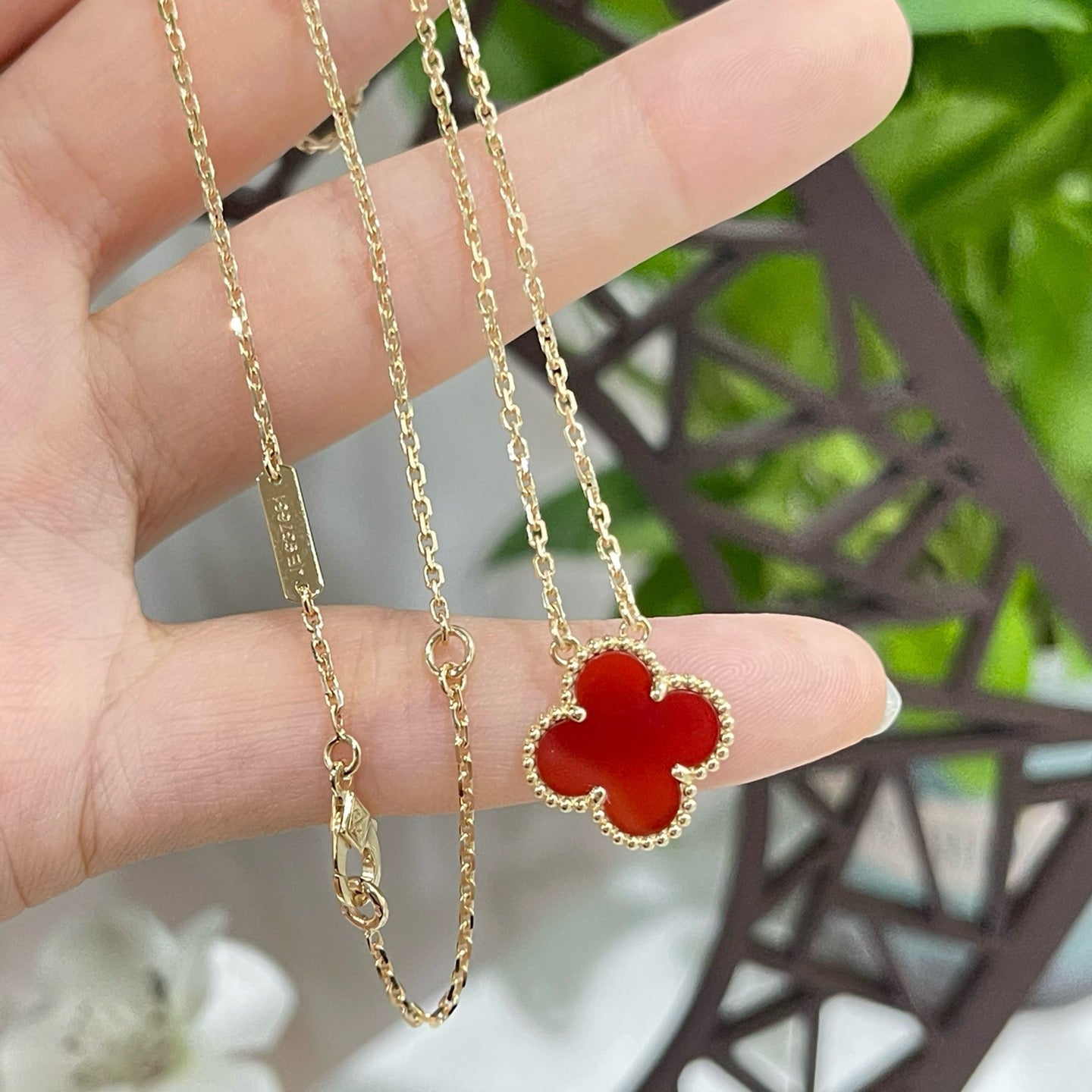 [Raffine]CLOVER 15MM KARNEOL EINZELNE BLUMENKETTE