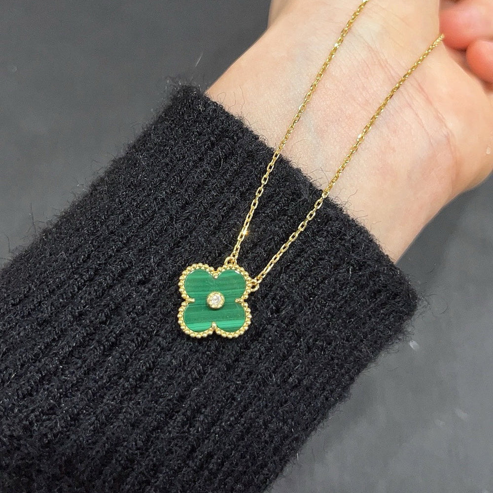 [RAFFINE]CLOVER 15MM DIAMOND TURQUOISE NECKLACE