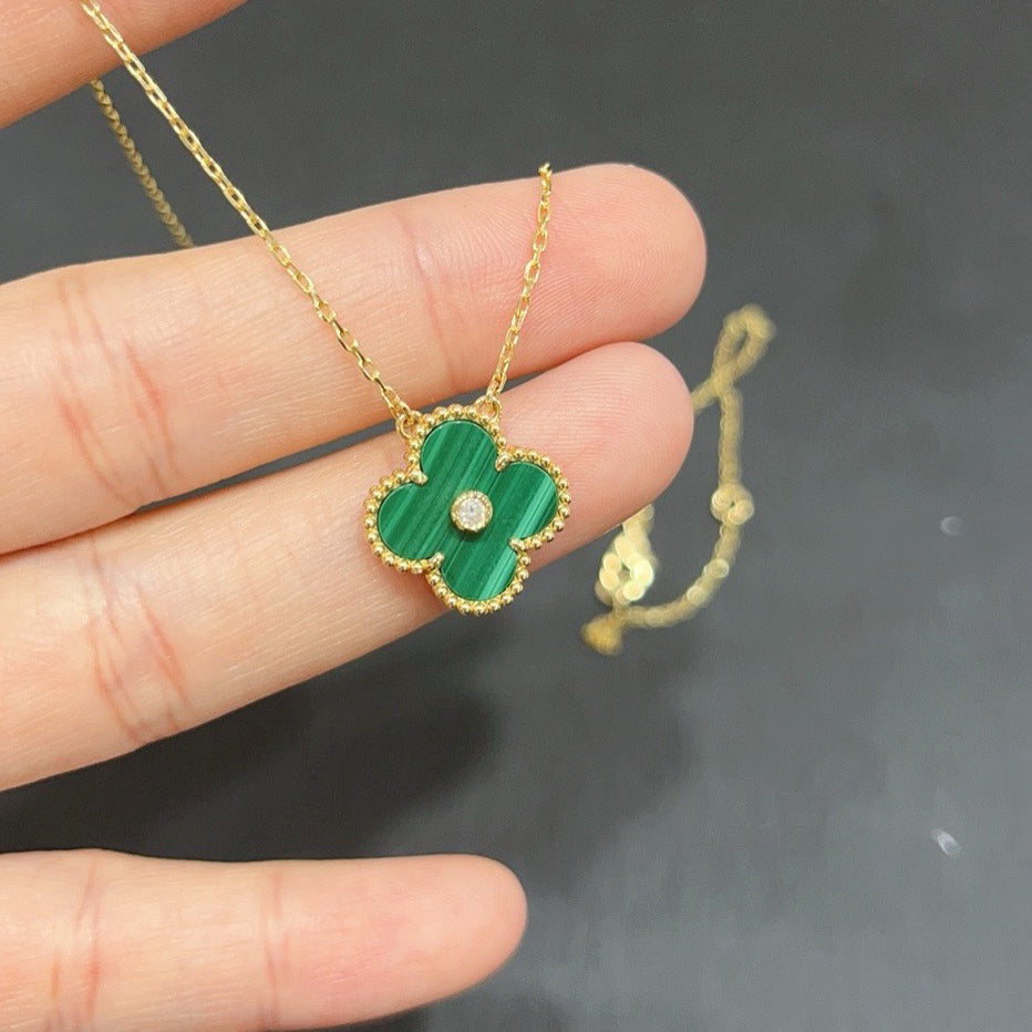 [RAFFINE]CLOVER 15MM DIAMOND TURQUOISE NECKLACE