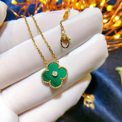[RAFFINE]CLOVER 15MM DIAMOND TURQUOISE NECKLACE