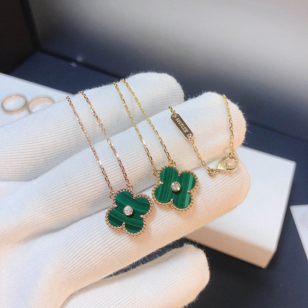 [RAFFINE]CLOVER 15MM DIAMOND TURQUOISE NECKLACE