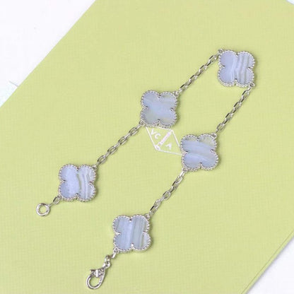 [Raffine]CLOVER 5 MOTIV LILA CHALCEDON ARMBAND SILBER 