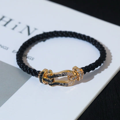 [RAFFINE]FORCE LARGE HORSESHOE BLACK WHITE DIAMOND BRACELET ROSE GOLD