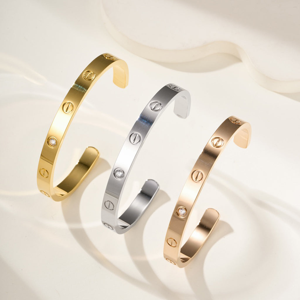 [Raffine]LOVE BRACELET 6.1MM 1 DIAMOND OPEN CUFF