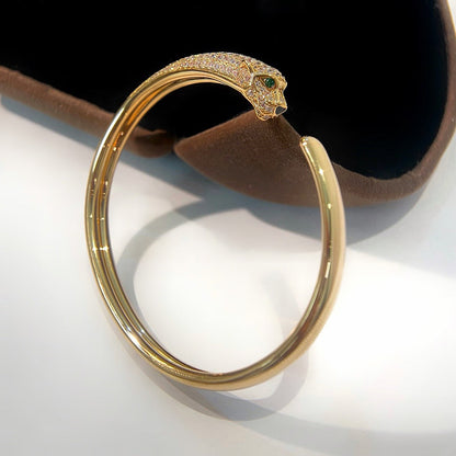[Raffine]PANTHERE HALF DIAMOND OPEN BRACELET
