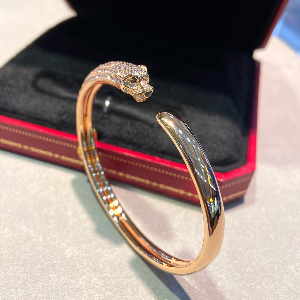 [Raffine]PANTHERE HALF DIAMOND OPEN BRACELET